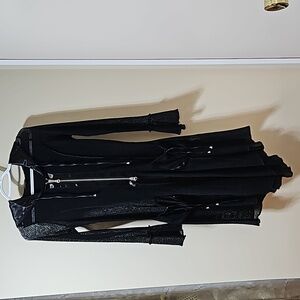 Tricotto Black Shear Knit Sweater with Zipper